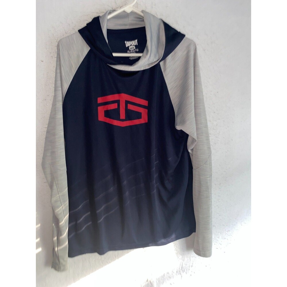 Tapout Hoodie Mens XL Pullover Sweatshirt Logo Spellout MMA Black Gray Red